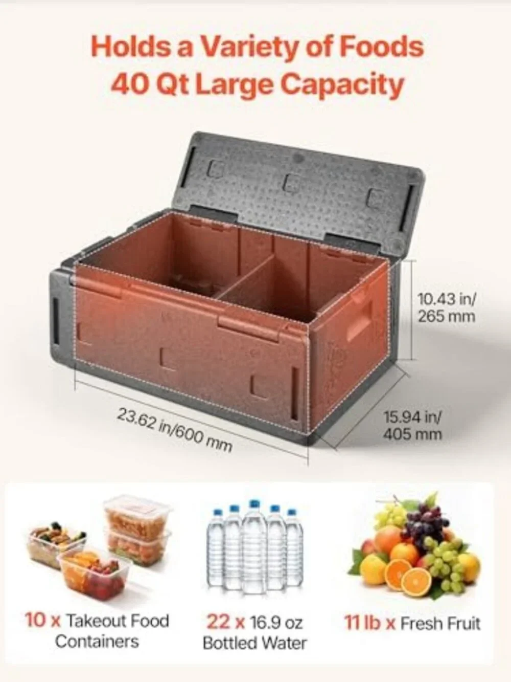 Collapsible Insulated Food Warmer 40 Qt Thermal Carrier for Catering & Events